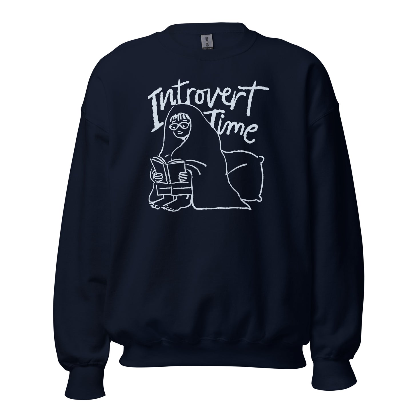 Introvert Time - Unisex Sweatshirt Navy Unisex Sweatshirt Globally Fulfilled Printed Worldwide