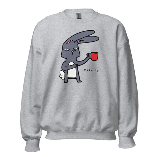 Wake Up, Rabbit Coffee - Unisex Sweatshirt Sport Grey Unisex Sweatshirt Animal Coffee Globally Fulfilled Printed Worldwide