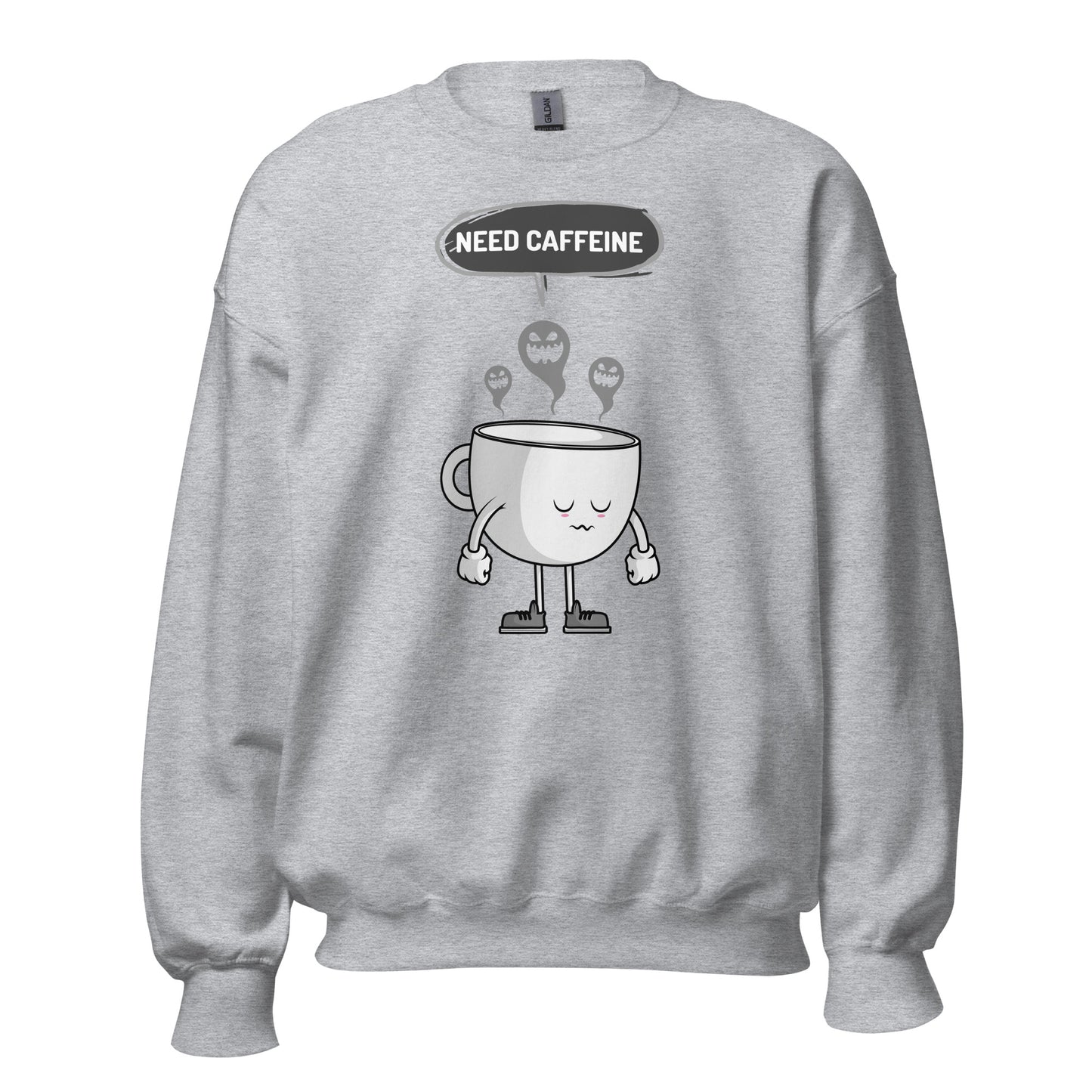 Need Caffeine, Sad Coffee - Unisex Sweatshirt Sport Grey Unisex Sweatshirt Coffee Globally Fulfilled Printed Worldwide