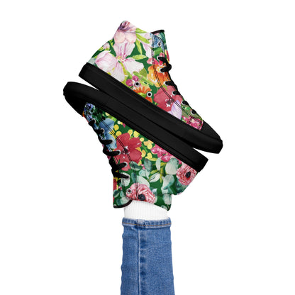 Bright Floral - Women’s high top canvas shoes