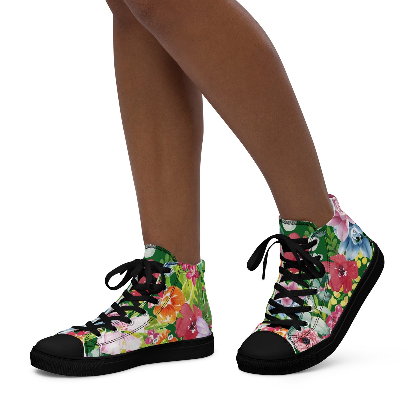 Bright Floral - Women’s high top canvas shoes