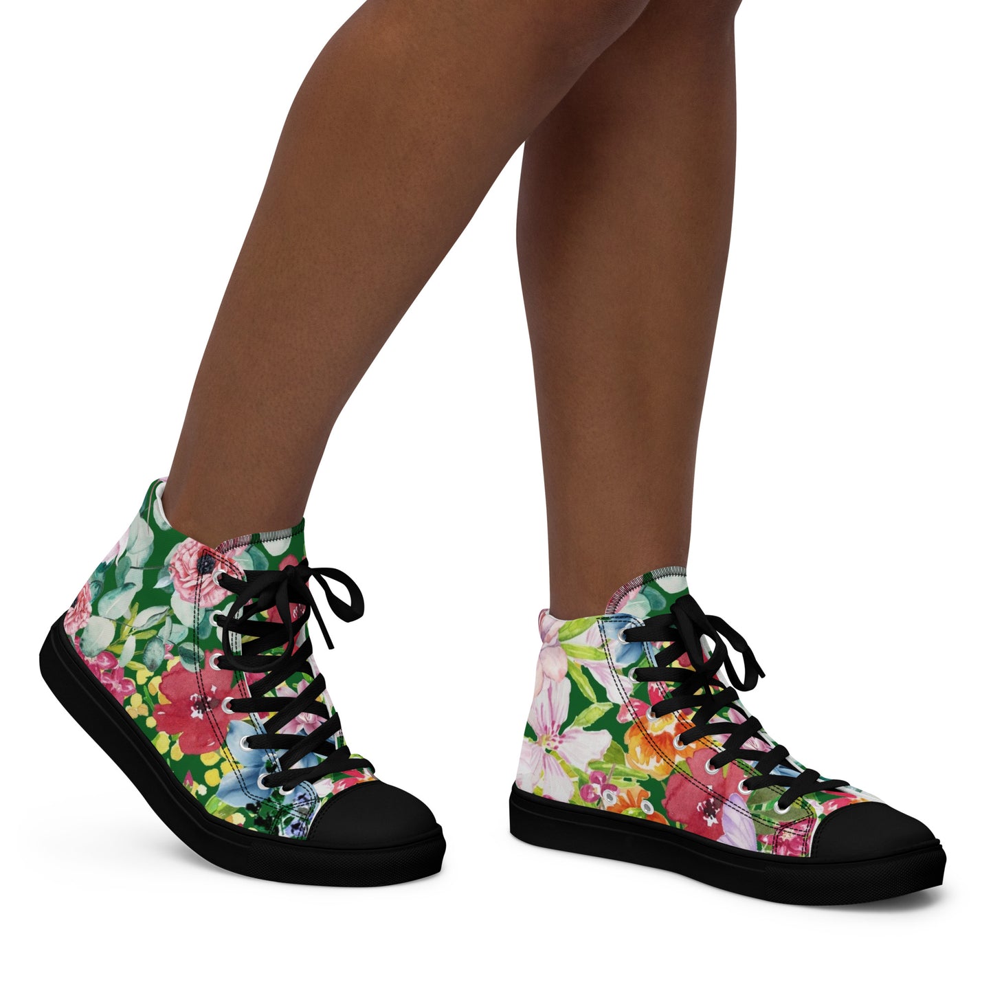 Bright Floral - Women’s high top canvas shoes