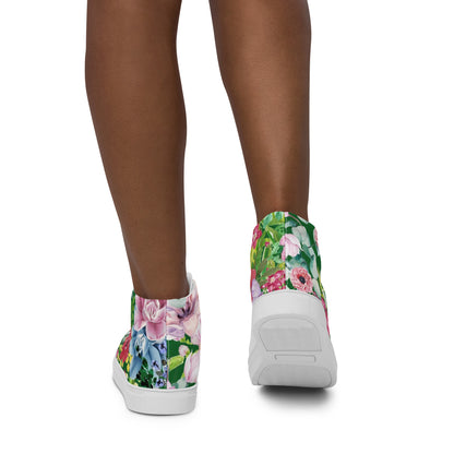 Bright Floral - Women’s high top canvas shoes