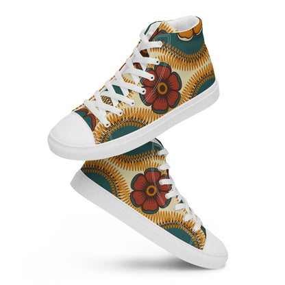 Vintage Floral - Women’s high top canvas shoes