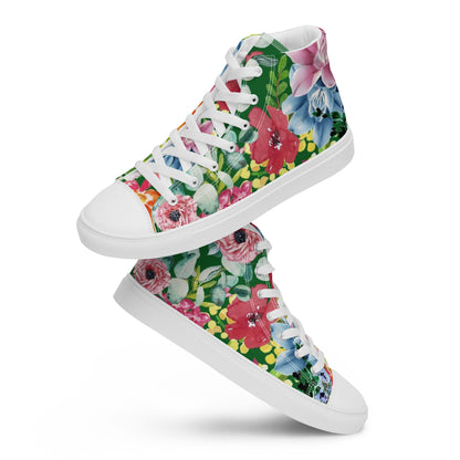 Bright Floral - Women’s high top canvas shoes