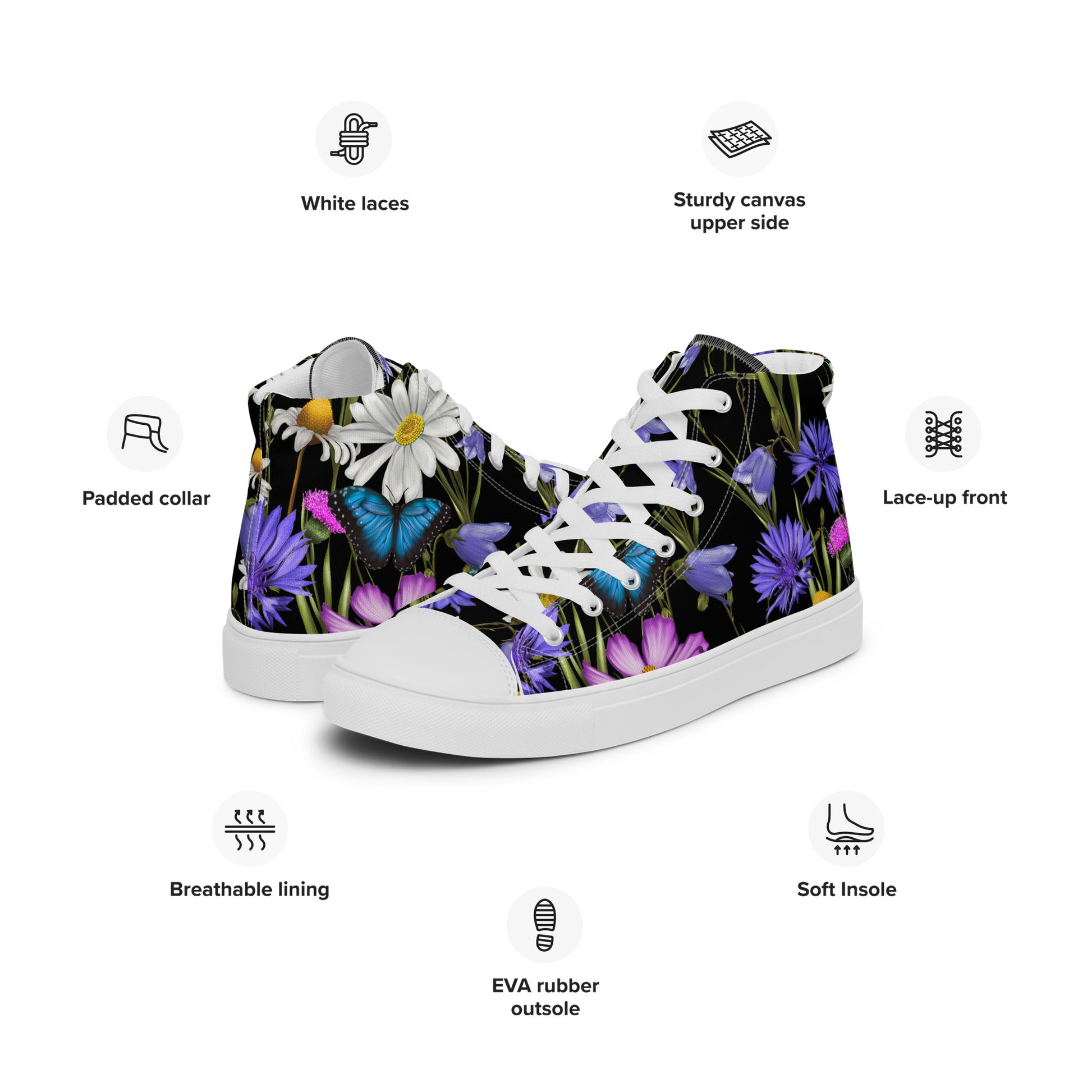 Butterfly Flowers - Women’s high top canvas shoes Womens High Top Shoes Printed Offshore