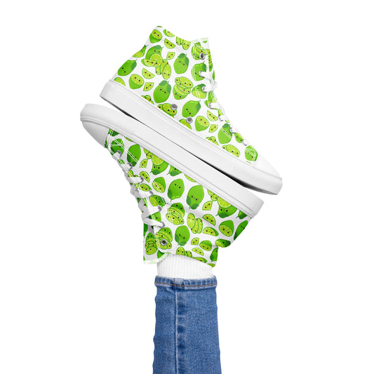 Cute Limes - Women’s high top canvas shoes White Womens High Top Shoes food