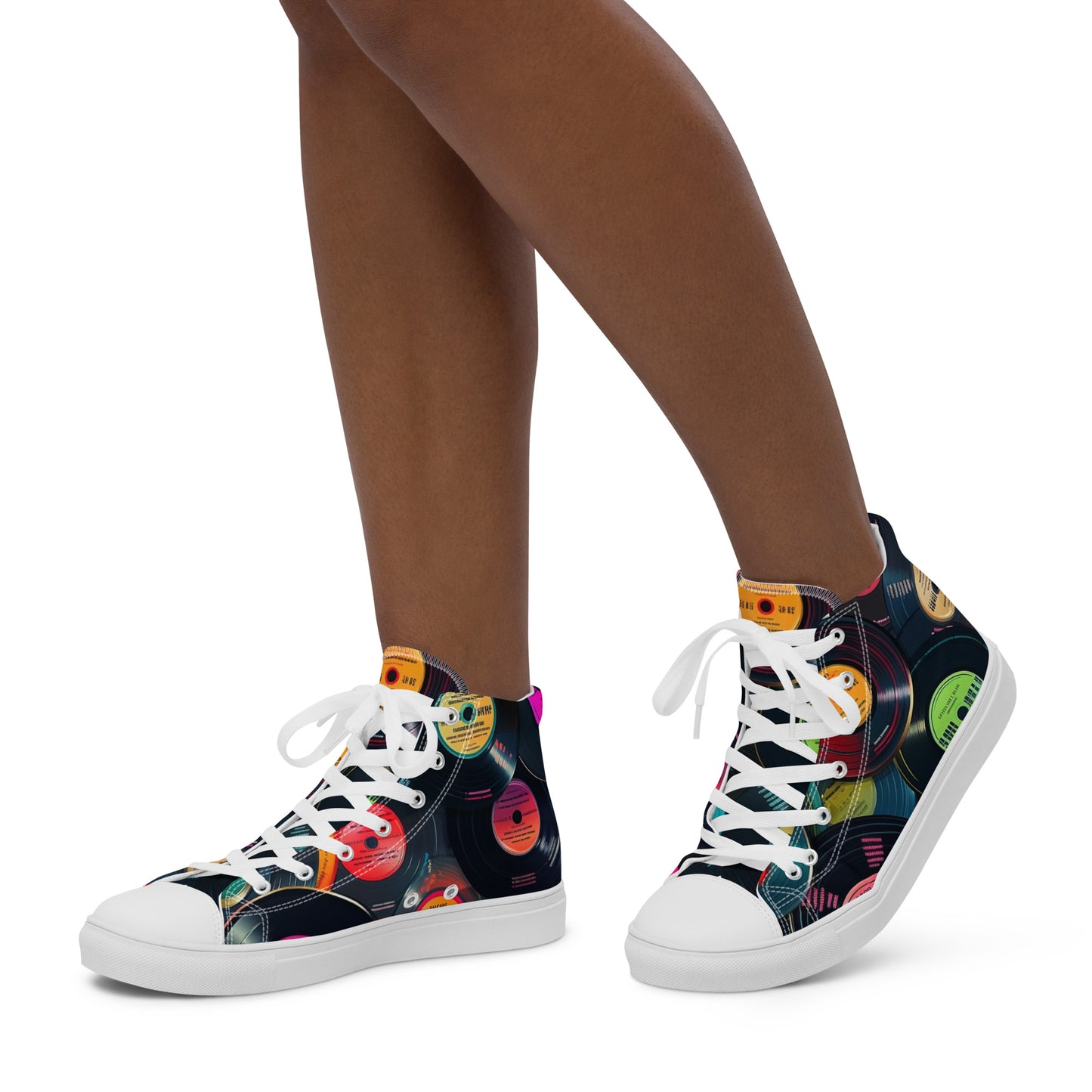 Retro Vinyl Records - Women’s high top canvas shoes Womens High Top Shoes Music Retro