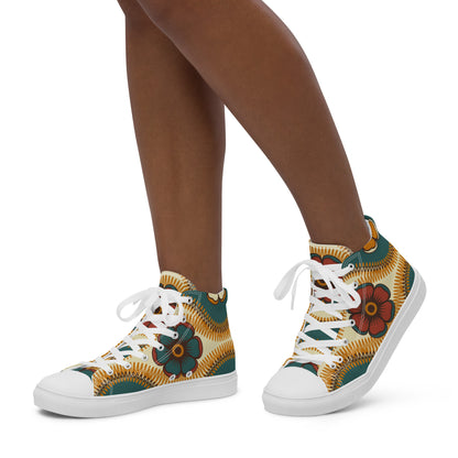 Vintage Floral - Women’s high top canvas shoes