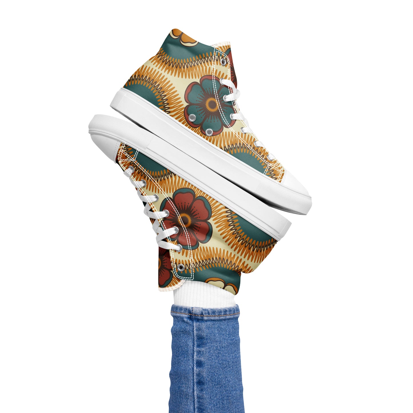 Vintage Floral - Women’s high top canvas shoes