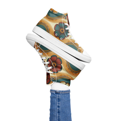 Vintage Floral - Women’s high top canvas shoes