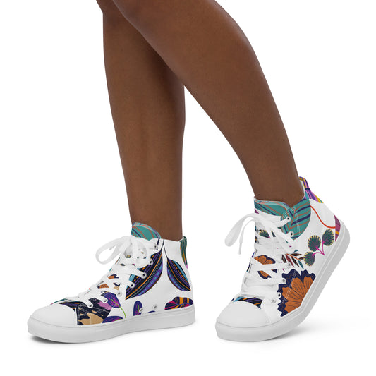 Vibrant Floral - Women’s high top canvas shoes