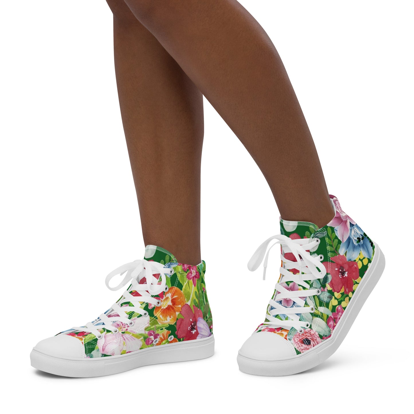 Bright Floral - Women’s high top canvas shoes