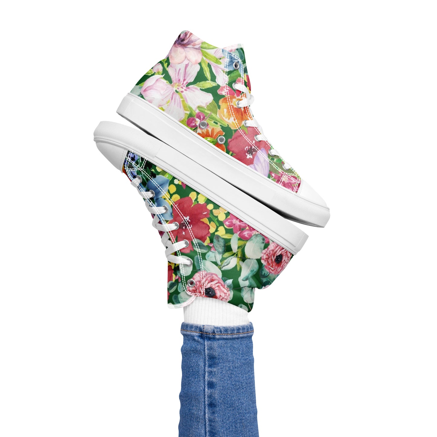 Bright Floral - Women’s high top canvas shoes