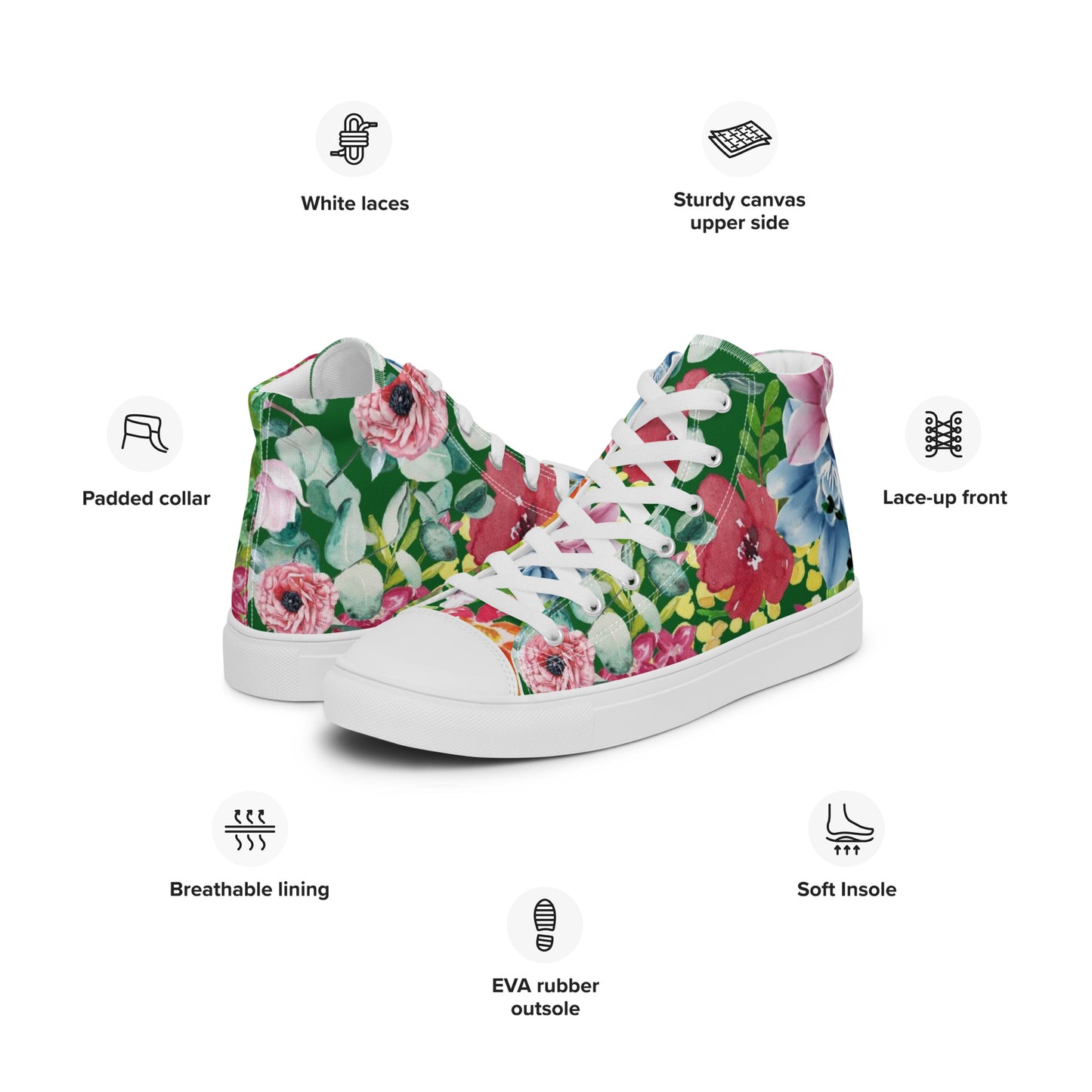 Bright Floral - Women’s high top canvas shoes