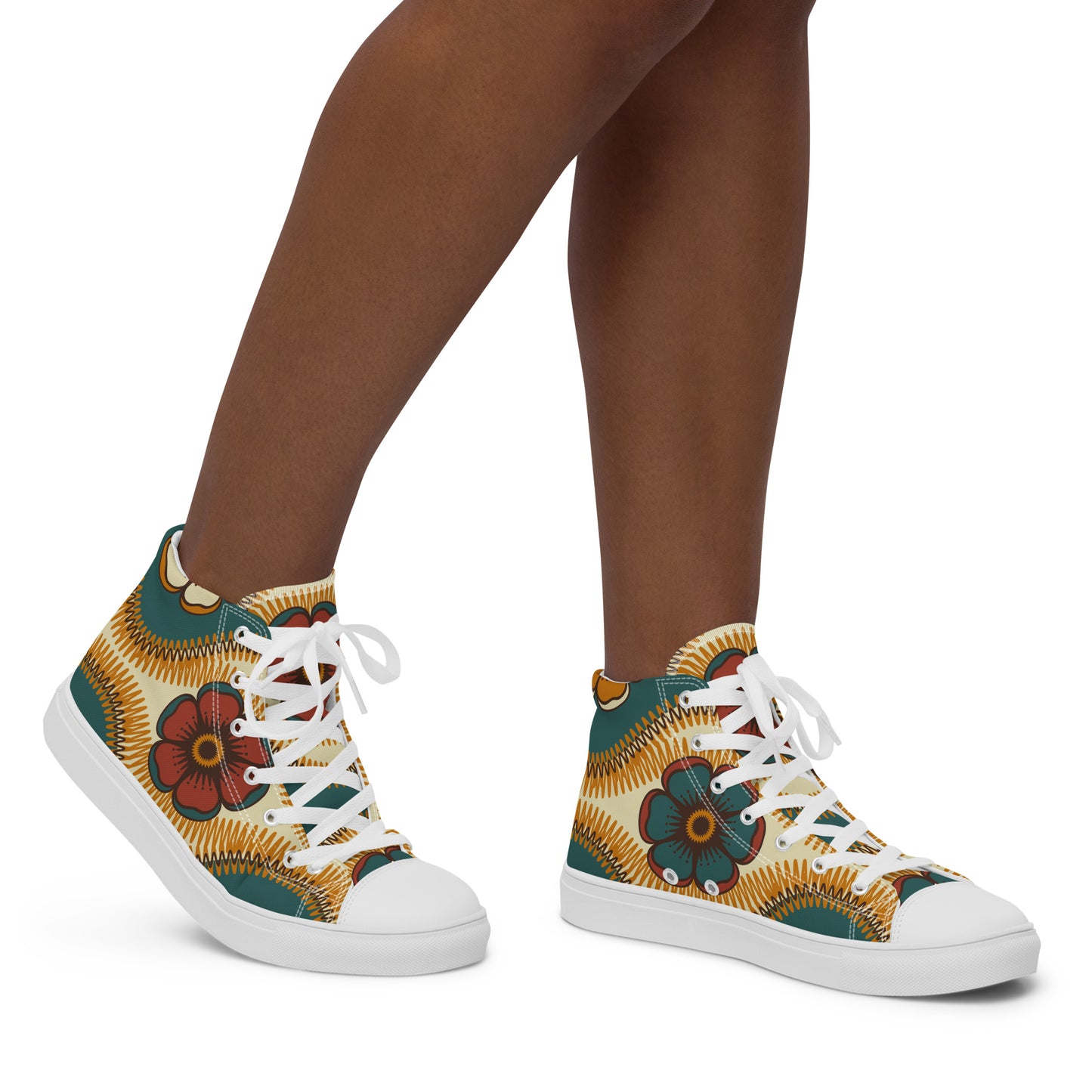 Vintage Floral - Women’s high top canvas shoes