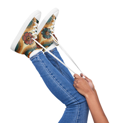 Vintage Floral - Women’s high top canvas shoes