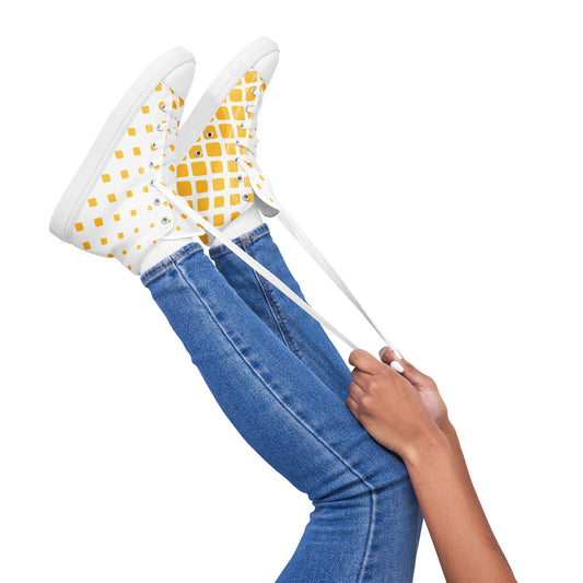 Yellow Diamonds - Women’s high top canvas shoes