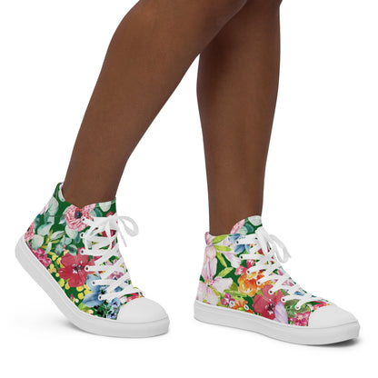 Bright Floral - Women’s high top canvas shoes