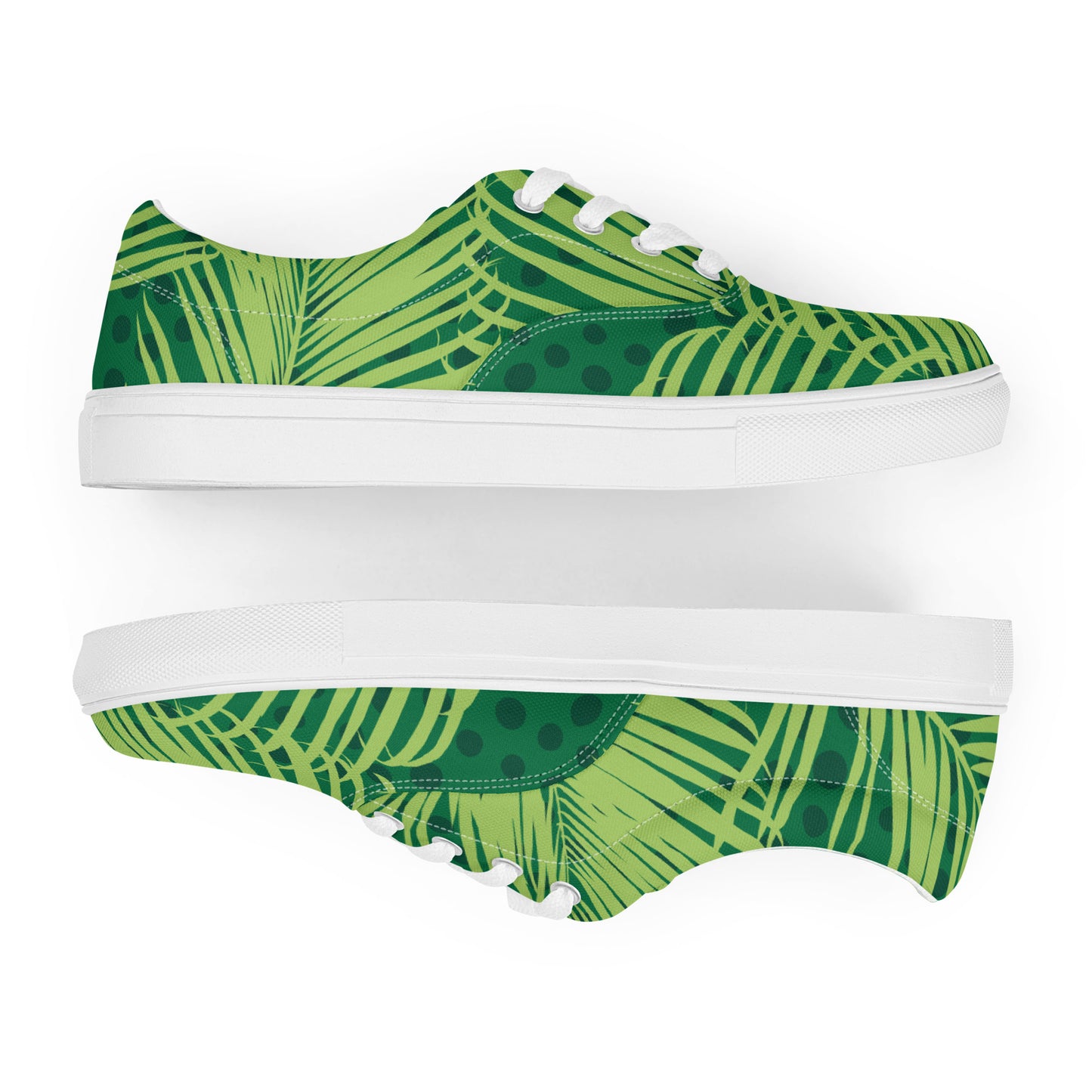 Palm Leaves - Women’s lace-up canvas shoes Womens Lace Up Canvas Shoes Plants Printed Offshore