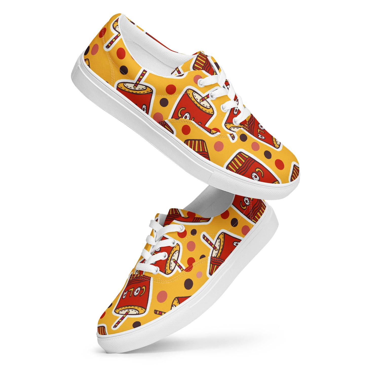 Cola - Women’s lace-up canvas shoes Womens Lace Up Canvas Shoes Food Printed Offshore