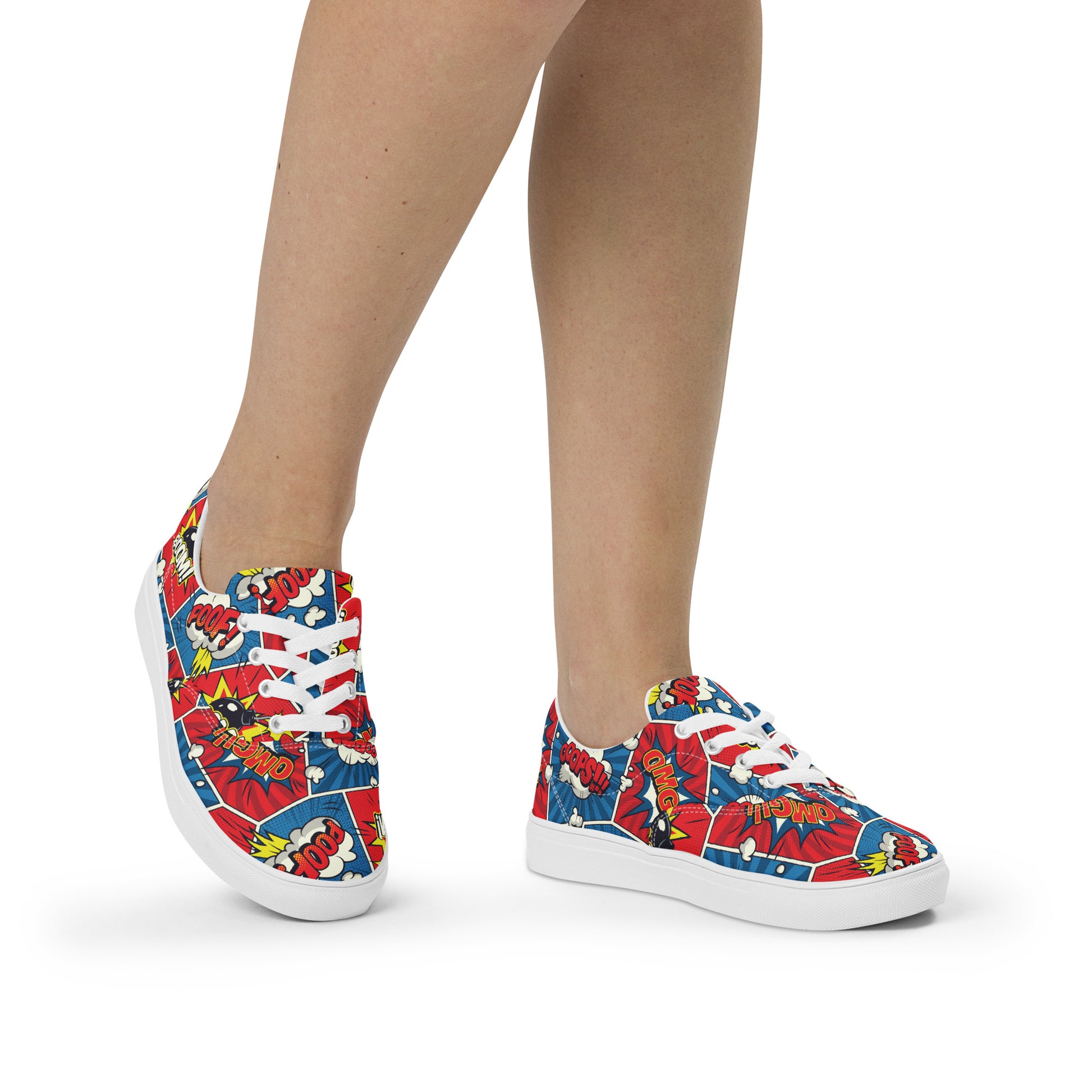 Comic Book - Women’s lace-up canvas shoes Womens Lace Up Canvas Shoes Printed Offshore