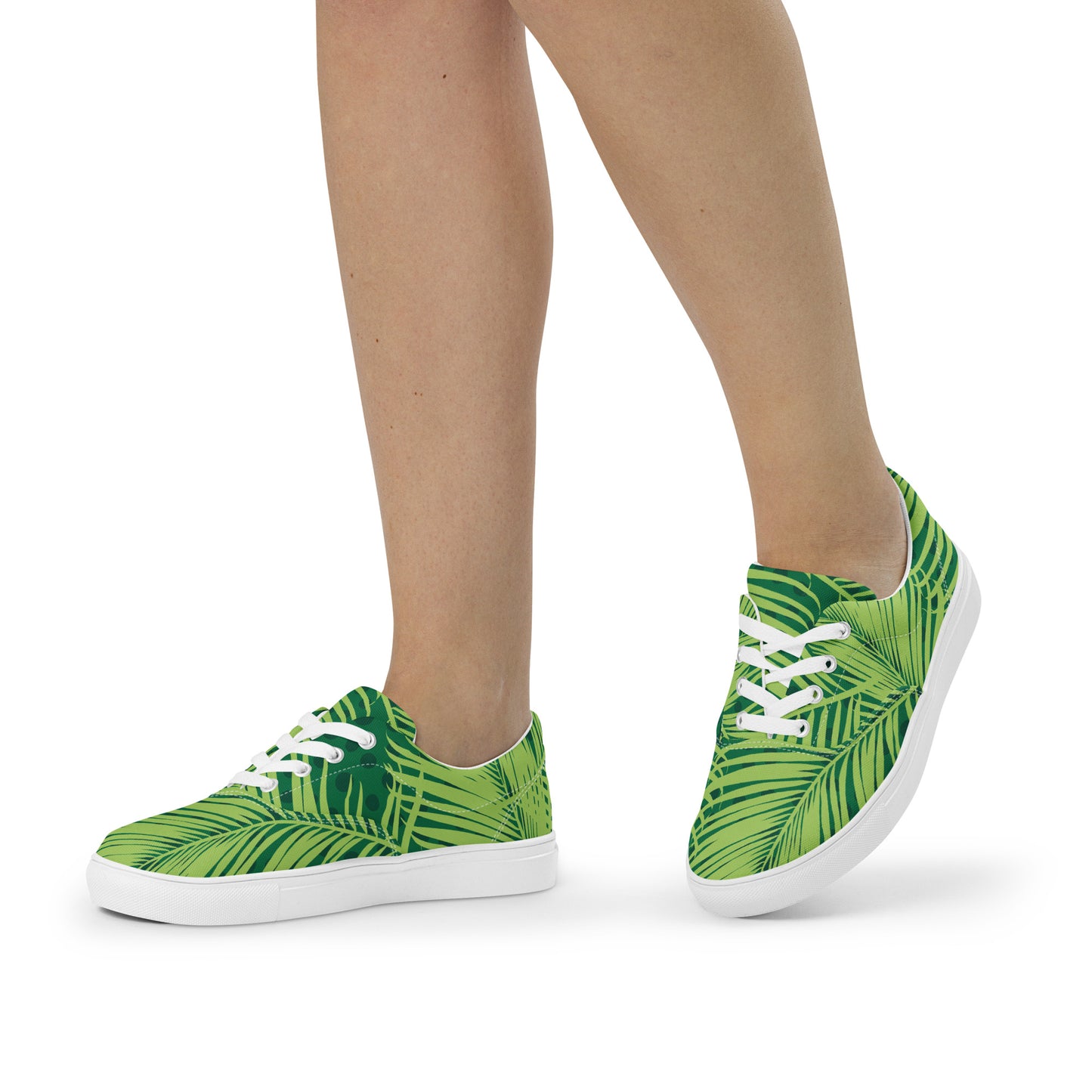 Palm Leaves - Women’s lace-up canvas shoes Womens Lace Up Canvas Shoes Plants Printed Offshore