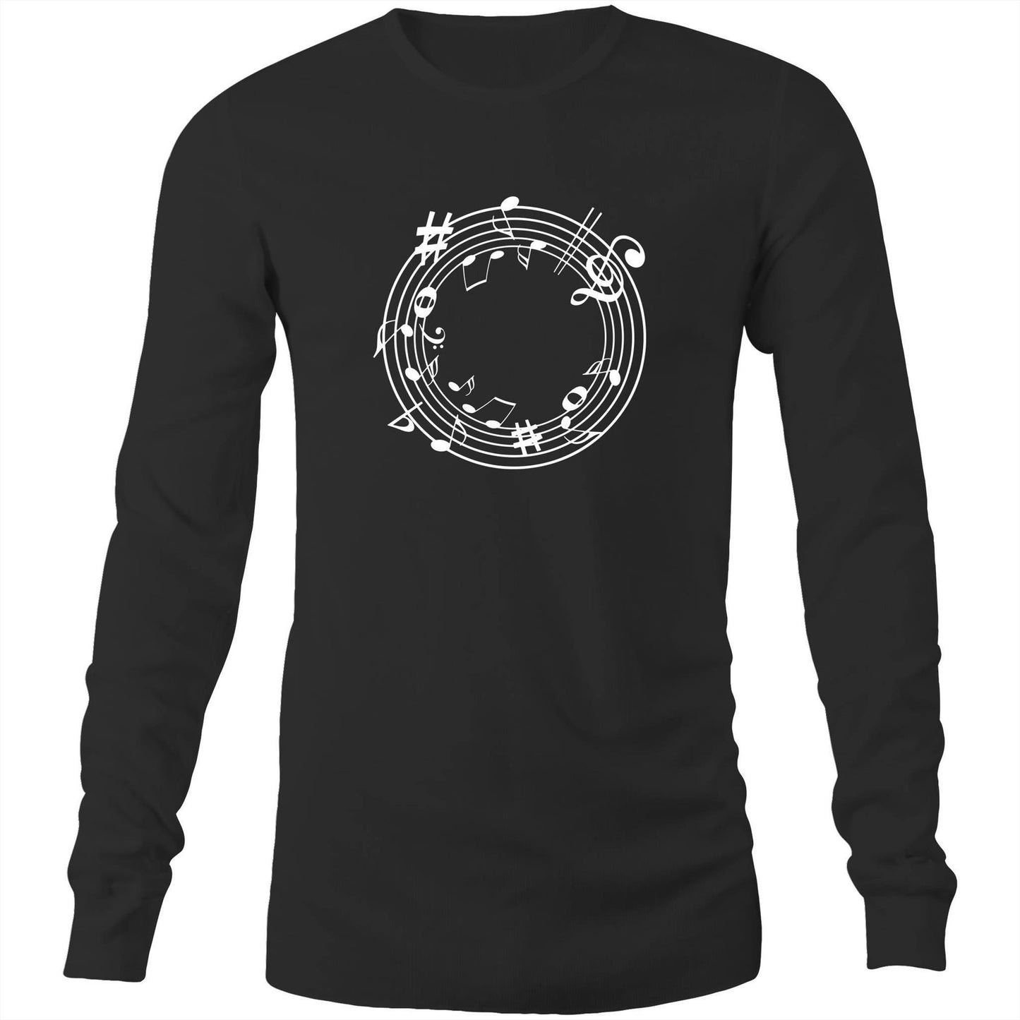 Music Circle - Long Sleeve T-Shirt Black Unisex Long Sleeve T-shirt Mens Music Womens