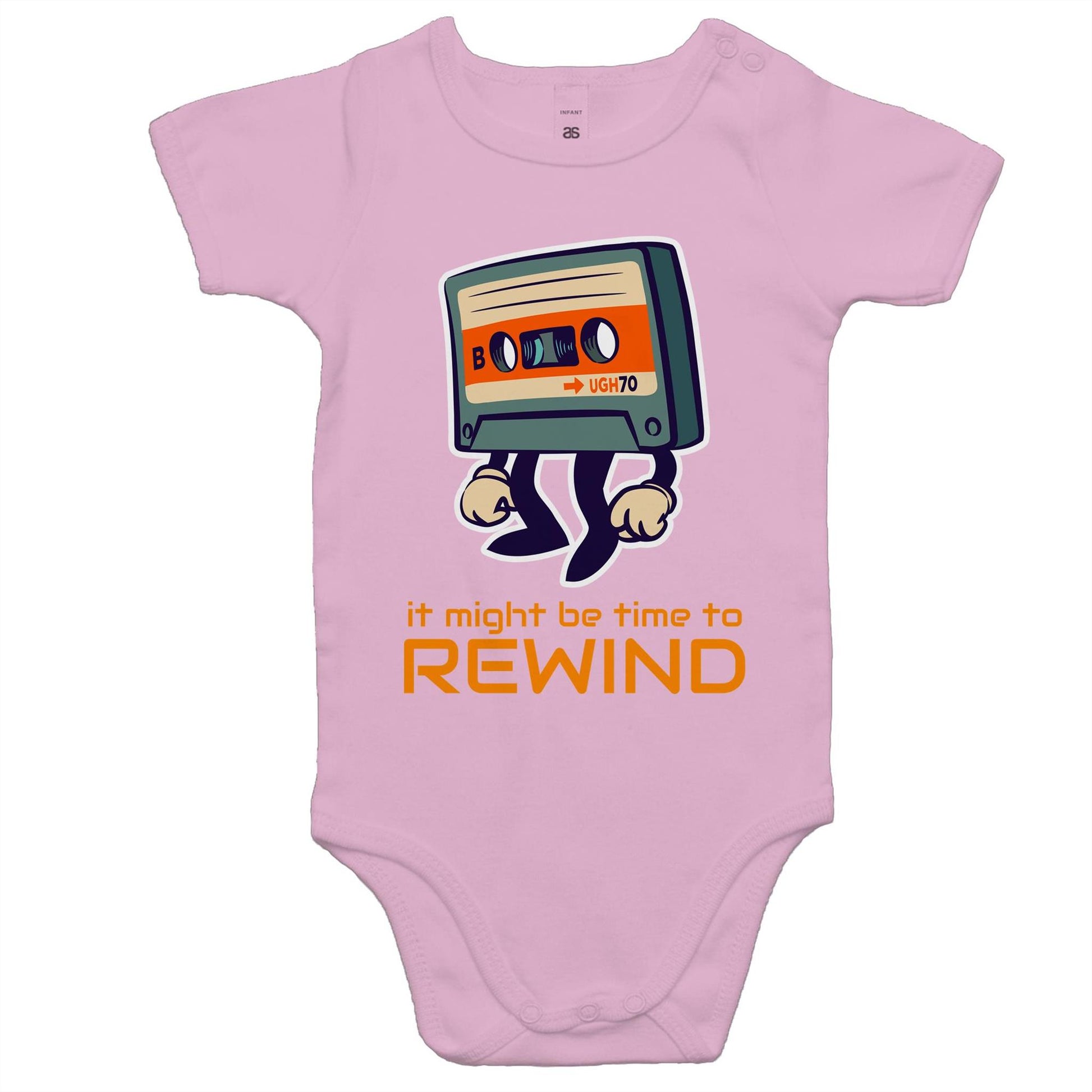 It Might Be Time To Rewind - Baby Bodysuit Pink Baby Bodysuit Music Retro