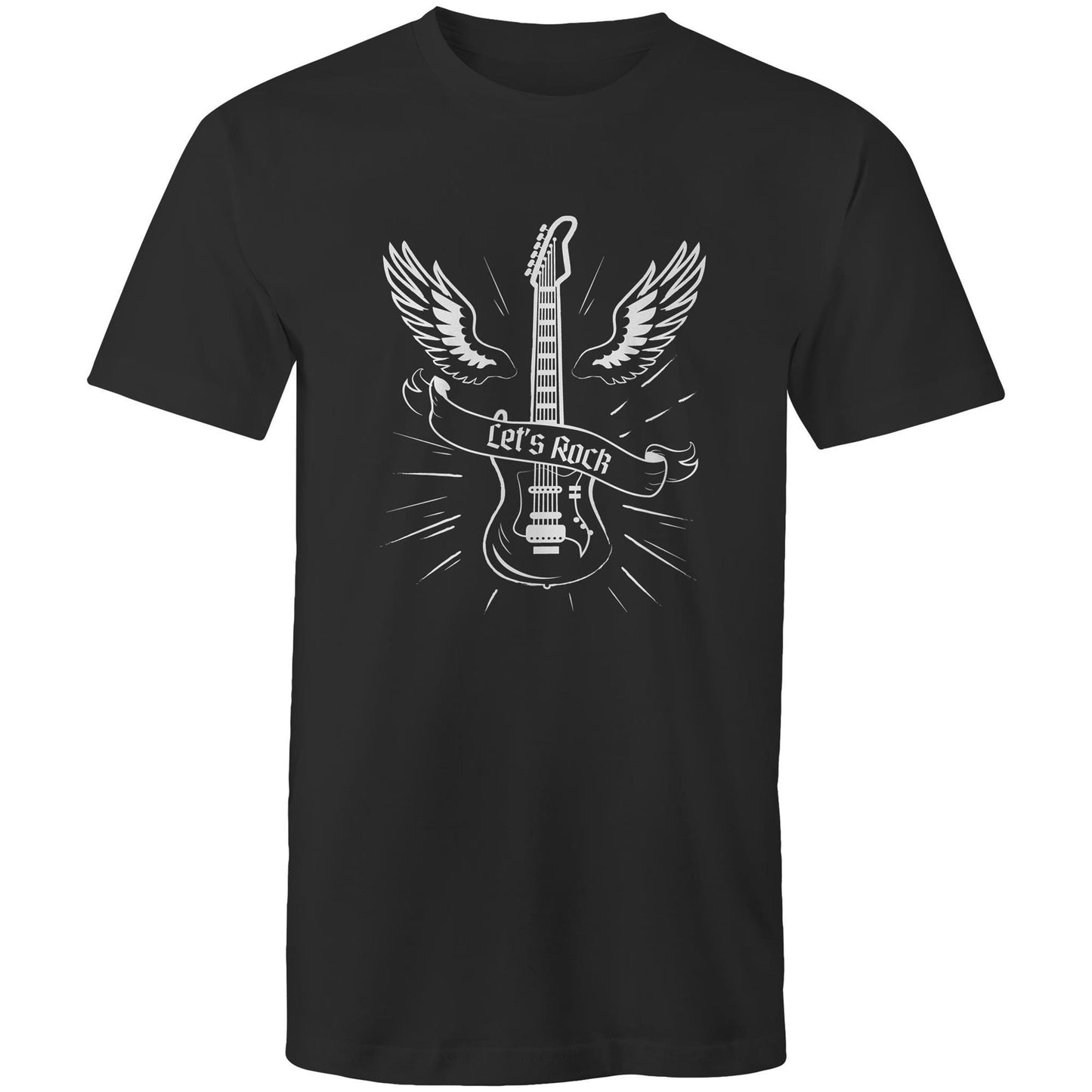 Let's Rock - Mens T-Shirt Black Mens T-shirt Music
