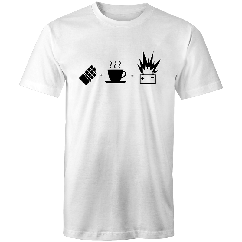 Chocolate + Coffee = Energy - Mens T-Shirt White Mens T-shirt Coffee Funny Mens