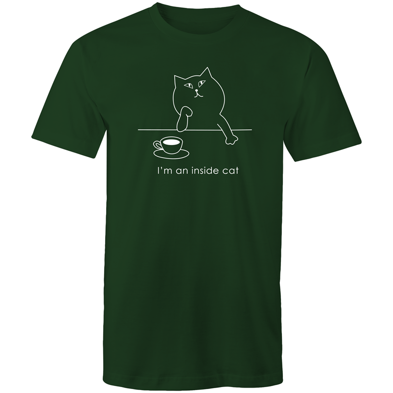 I'm An Inside Cat - Mens T-Shirt Forest Green Mens T-shirt animal Funny Mens