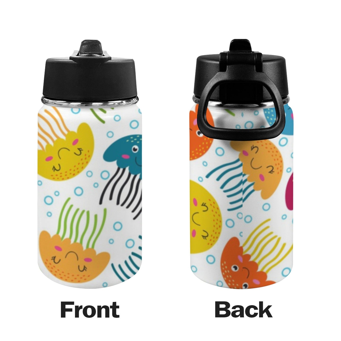 Jelly Fish - Kids Water Bottle with Straw Lid (12 oz) Kids Water Bottle with Straw Lid