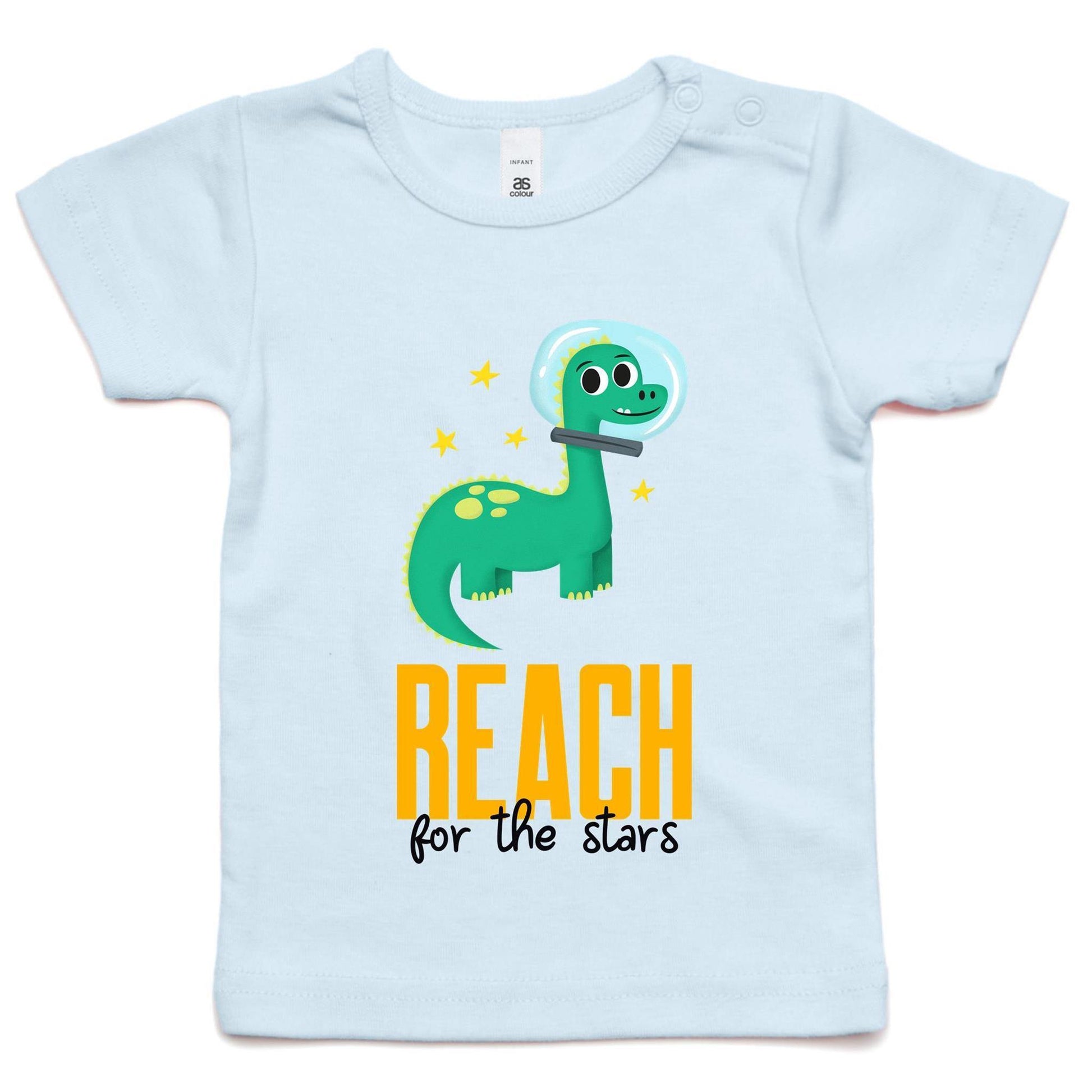 Reach For The Stars - Baby T-shirt Powder Blue Baby T-shirt animal kids Space