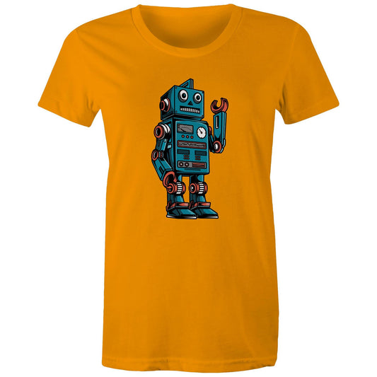Robot - Womens T-shirt Orange Womens T-shirt Sci Fi