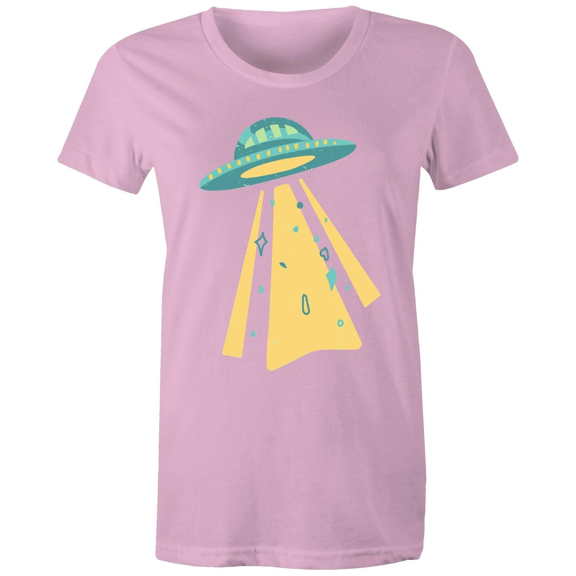 UFO - Women's Maple Tee Pink Womens T-shirt Retro Sci Fi Space Womens