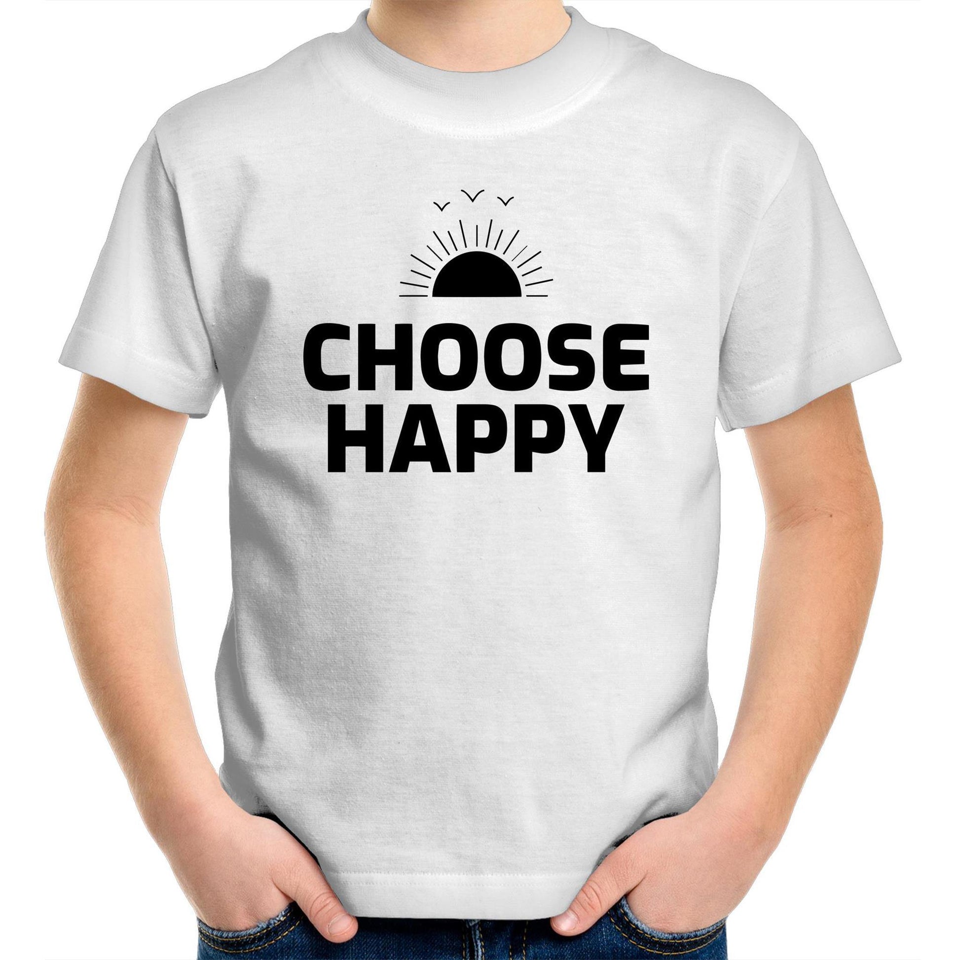 Choose Happy - Kids Youth Crew T-Shirt White Kids Youth T-shirt