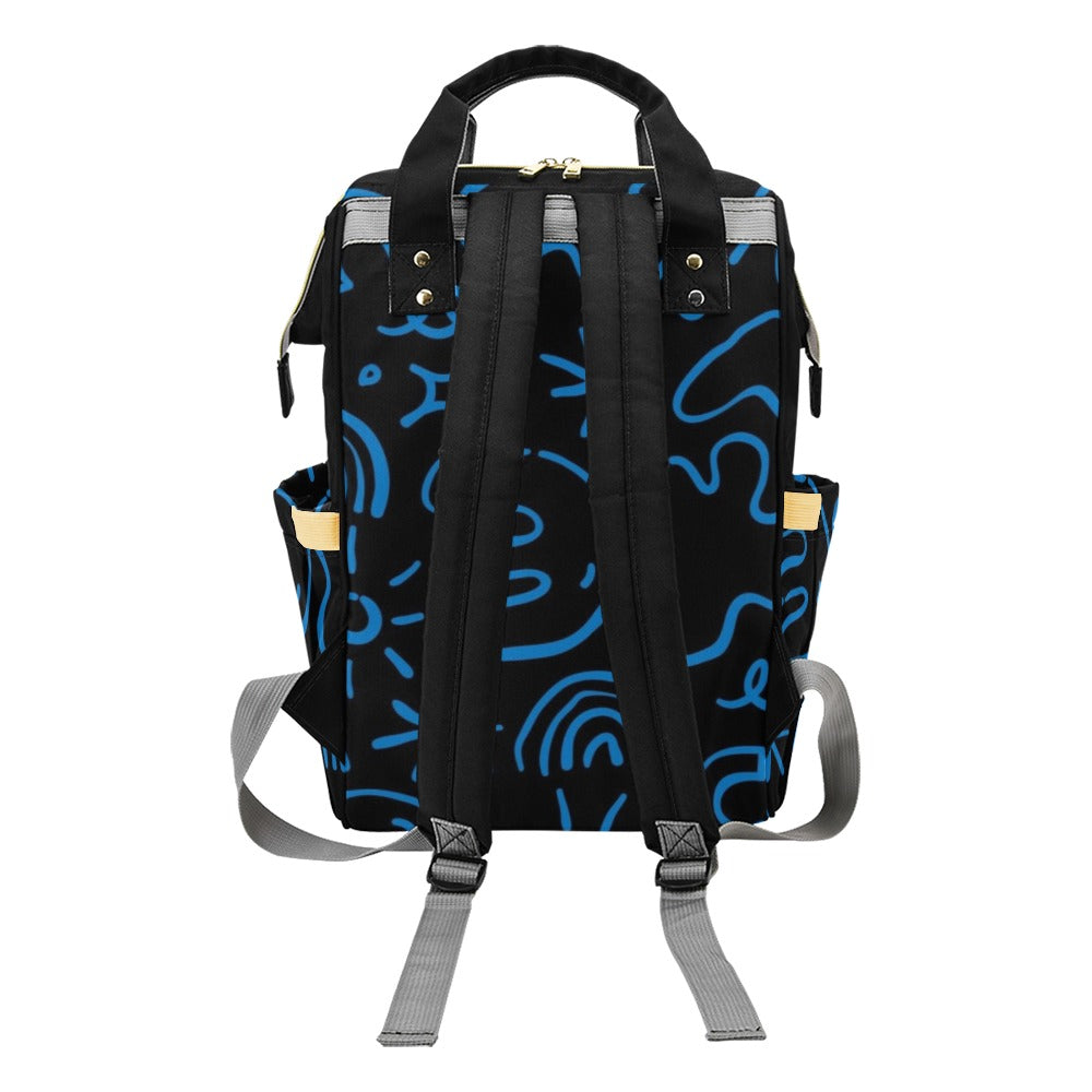 Blue Squiggle - Multi-Function Backpack Multifunction Backpack