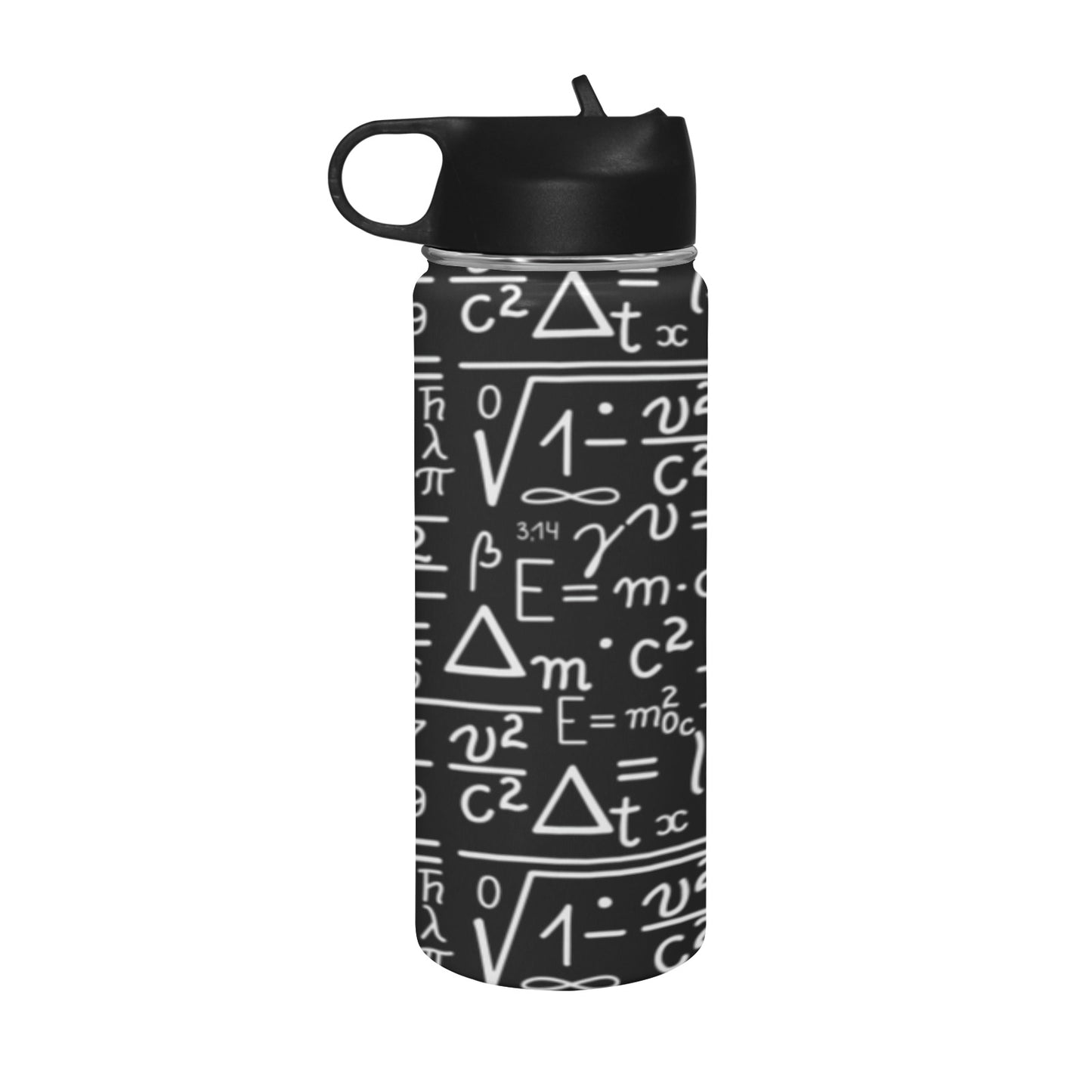 Mathematics - Insulated Water Bottle with Straw Lid (18 oz) Insulated Water Bottle with Straw Lid Printed Offshore