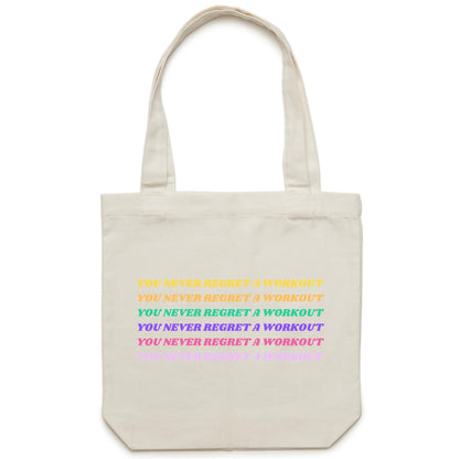 You Never Regret A Workout - Canvas Tote Bag Cream One-Size Tote Bag