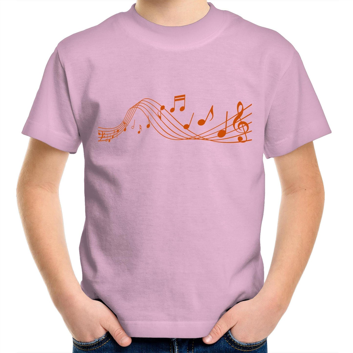Music Notes - Kids Youth Crew T-Shirt Pink Kids Youth T-shirt Music