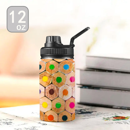 Pencils - Kids Water Bottle with Chug Lid (12 oz) Kids Water Bottle with Chug Lid