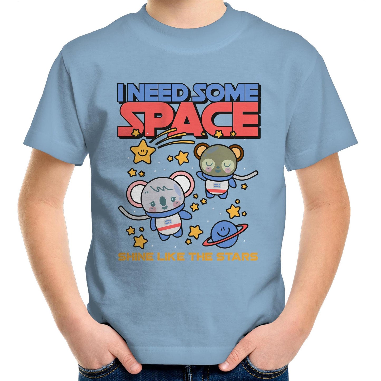 I Need Some Space - Kids Youth Crew T-Shirt Carolina Blue Kids Youth T-shirt Space