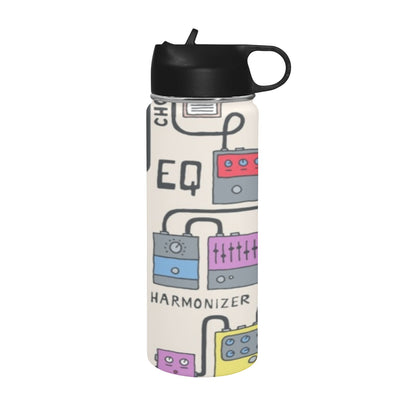 Guitar Pedals Insulated Water Bottle with Straw Lid (18 oz) Insulated Water Bottle with Straw Lid Printed Offshore