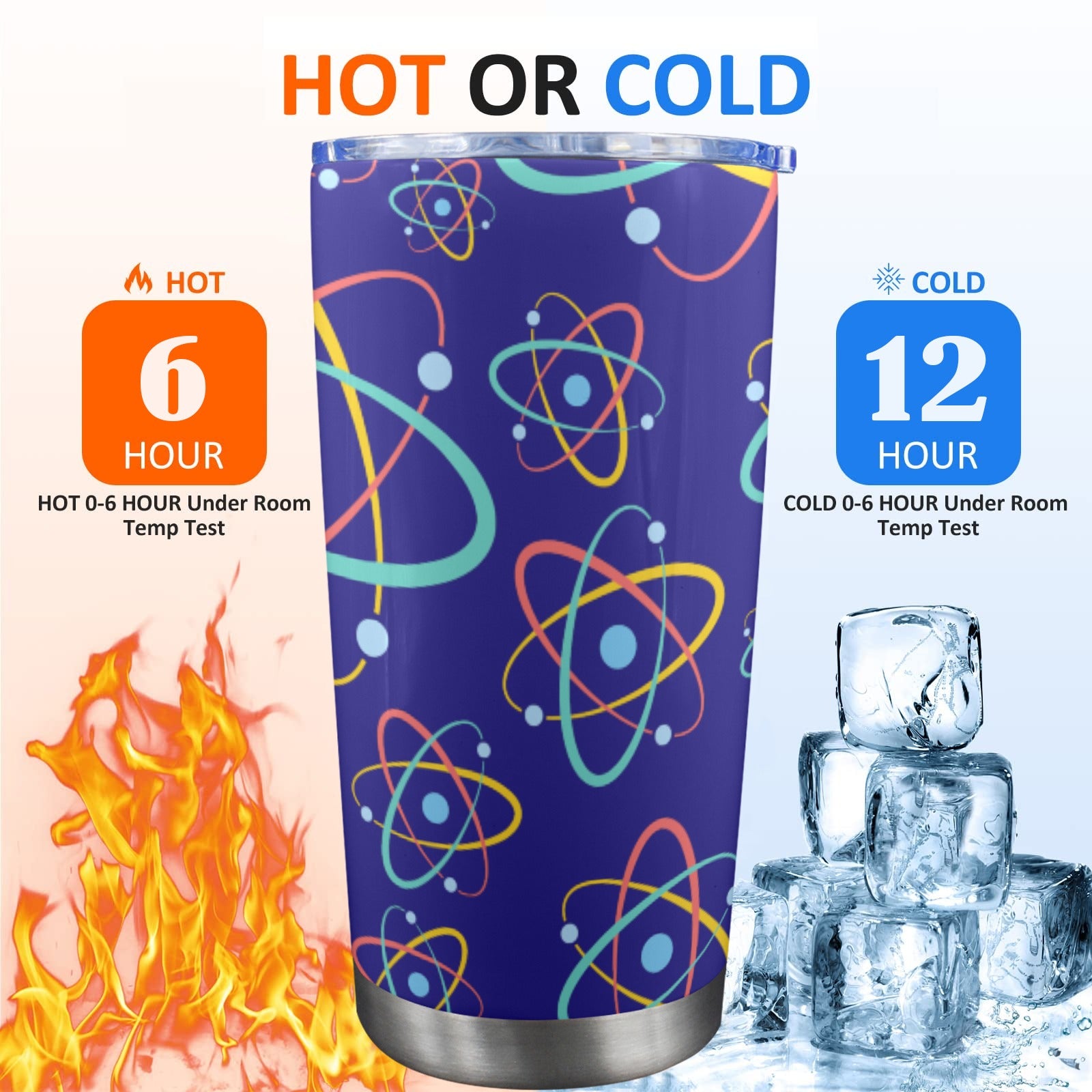 Atoms - 20oz Travel Mug with Clear Lid Clear Lid Travel Mug Printed Offshore