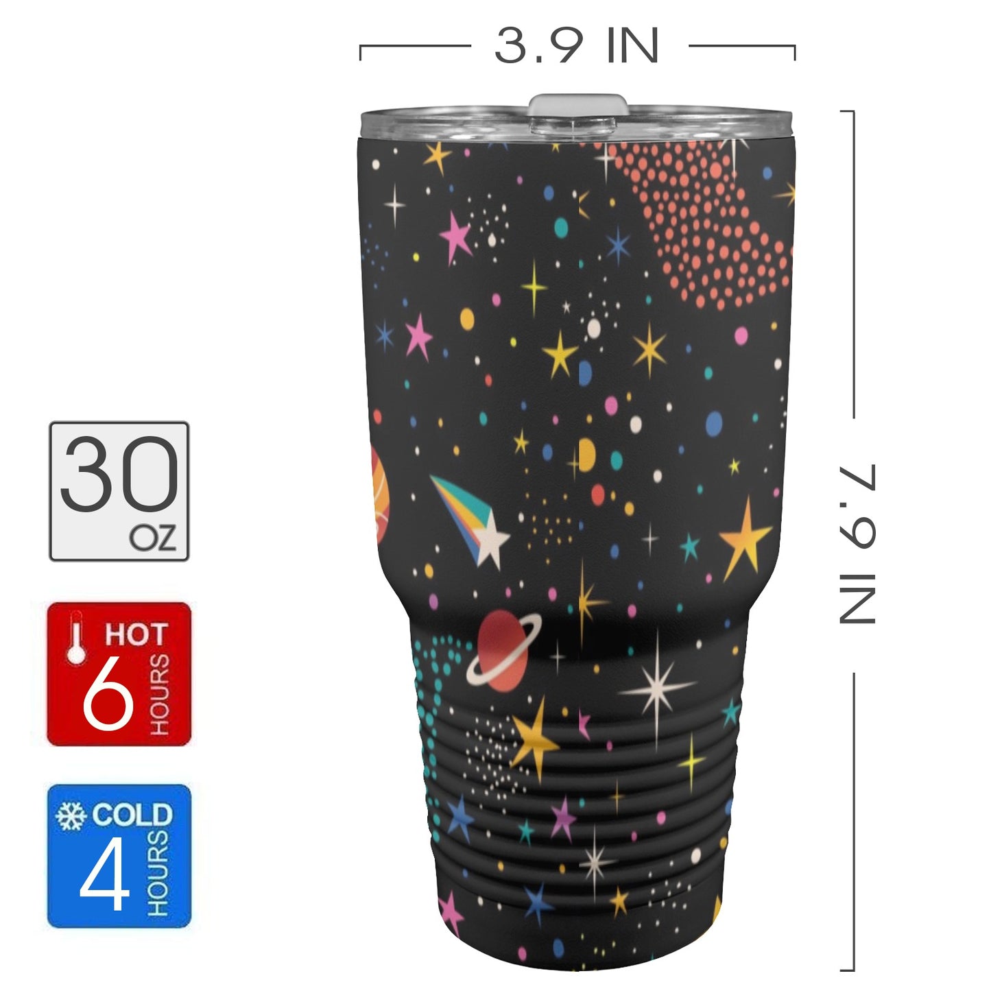 Colourful Space - 30oz Insulated Stainless Steel Mobile Tumbler 30oz Insulated Stainless Steel Mobile Tumbler Space