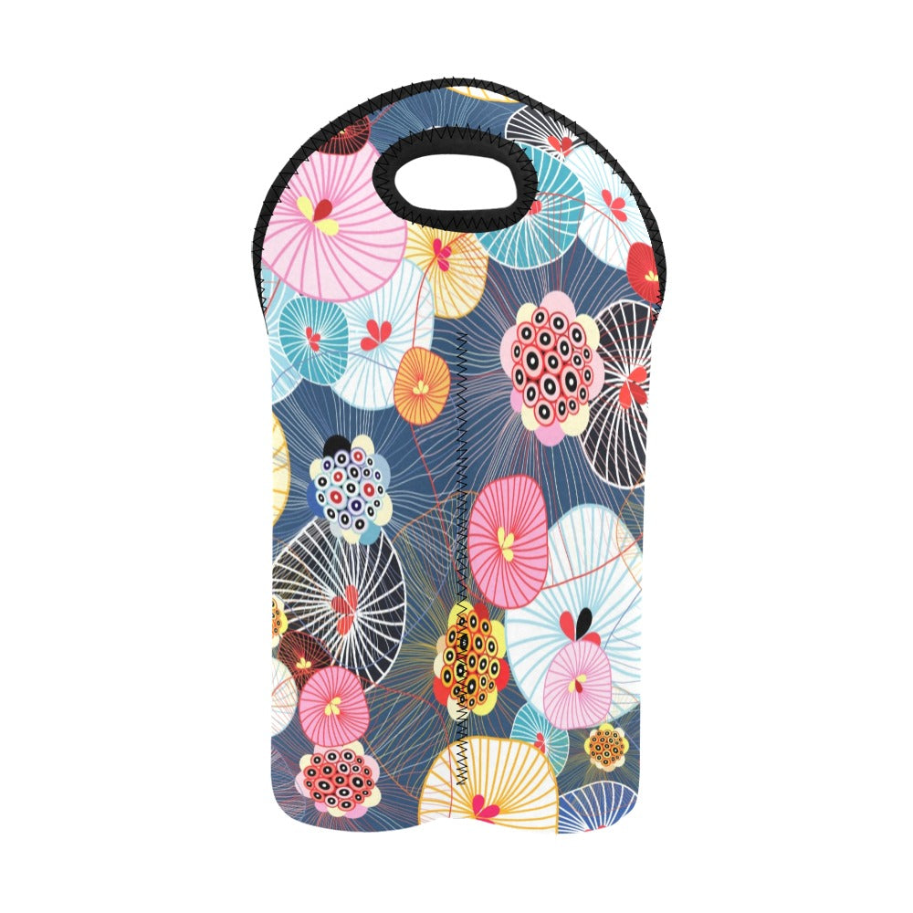 Abstract Floral - 2-Bottle Neoprene Wine Bag 2 Bottle Wine Bag