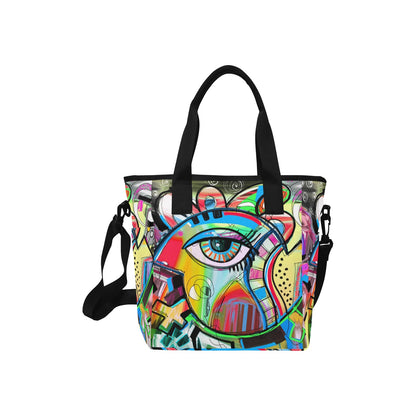 Graffiti Bird - Tote Bag with Shoulder Strap Nylon Tote Bag