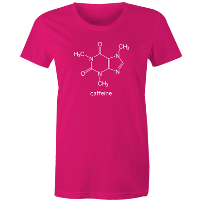 Caffeine Molecule - Women's T-shirt Fuchsia Womens T-shirt Coffee Science Womens