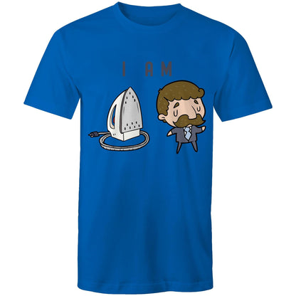 I Am Ironing Man Cartoon - Mens T-Shirt Bright Royal Mens T-shirt comic Funny